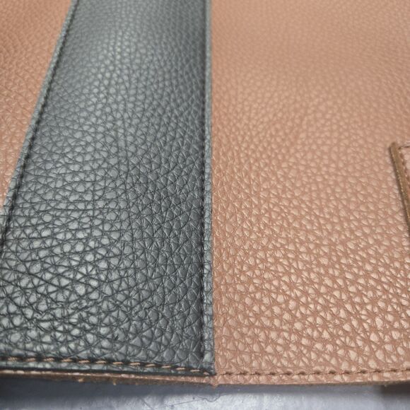 Vince Camuto Luck Tote Brown Black Leather Large Shoulder Bag Purse - Picture 5 of 11